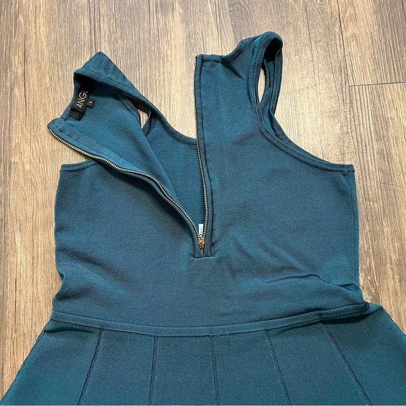 ANGL Sleeveless Halter A Line Knee Length Green Fit & Flare Dress Party Size L - Picture 11 of 15